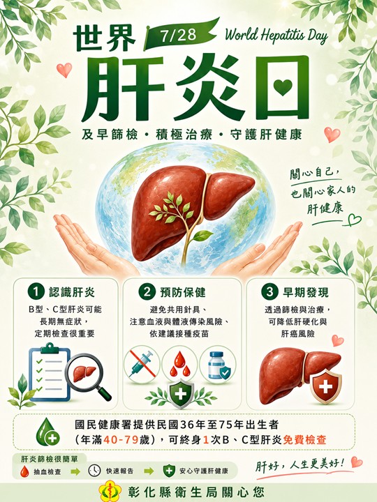 【健康宣導】7月28日世界肝炎日宣傳圖片