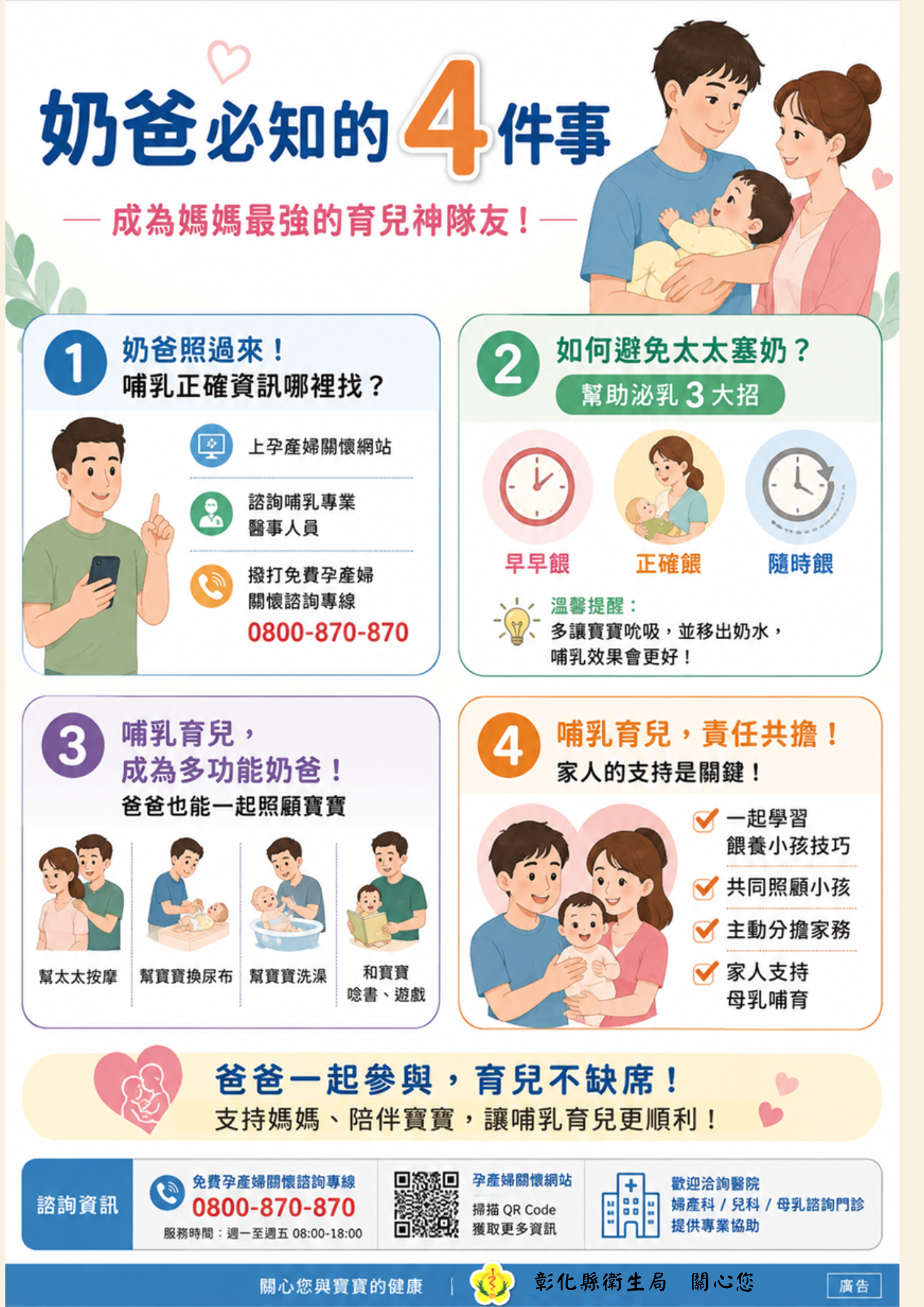 【健康宣導】奶爸必知的4件事　成為媽媽最強的育兒神隊友！宣傳圖片
