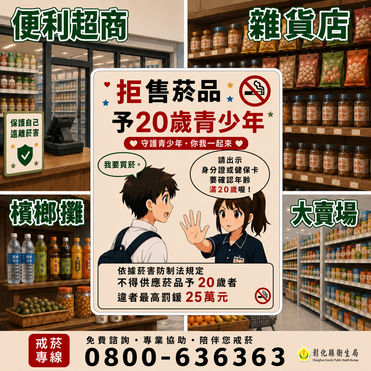【健康宣導】拒售菸品予20歲青少年